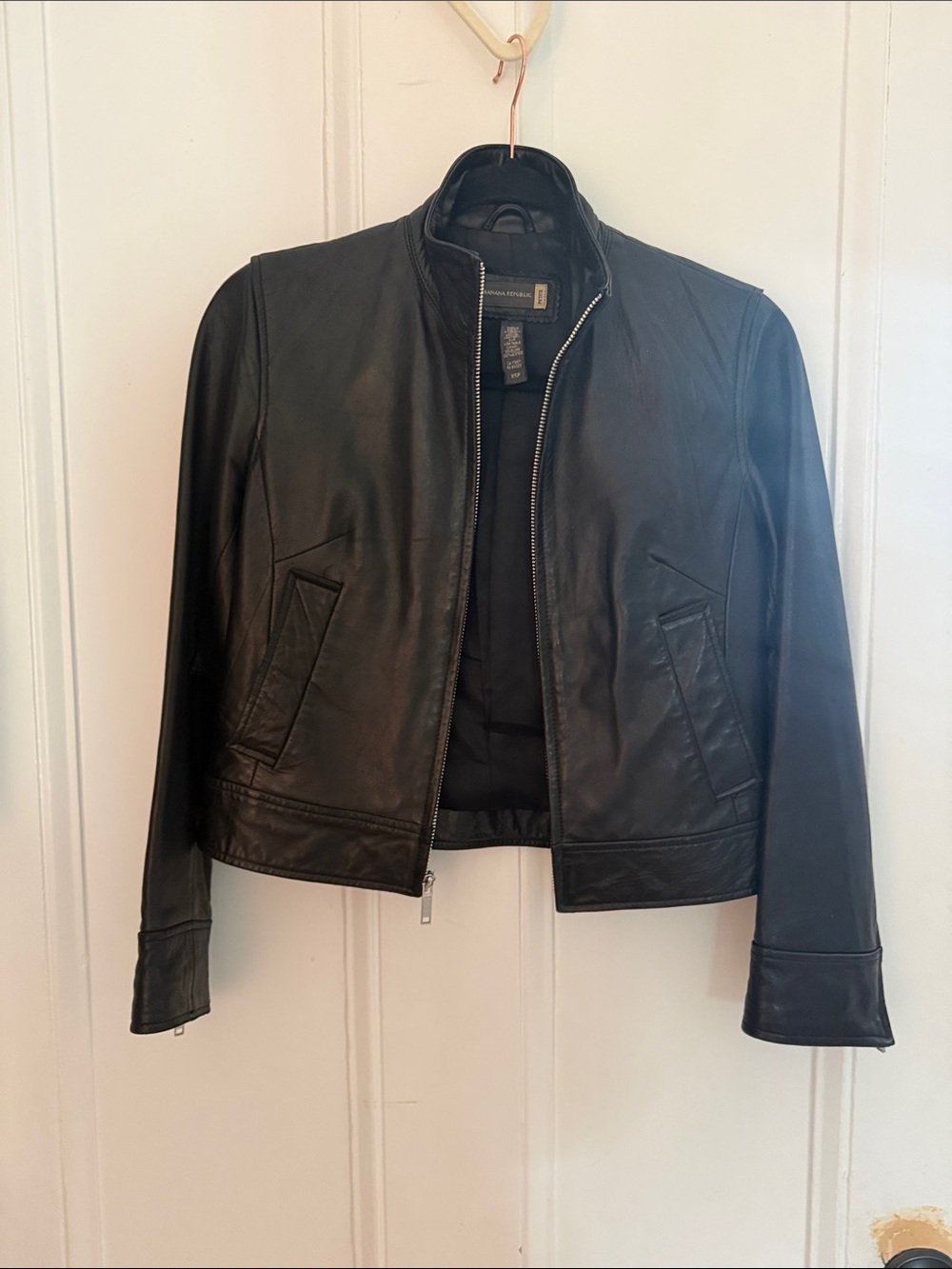 Banana Republic Black Leather Petite Jacket